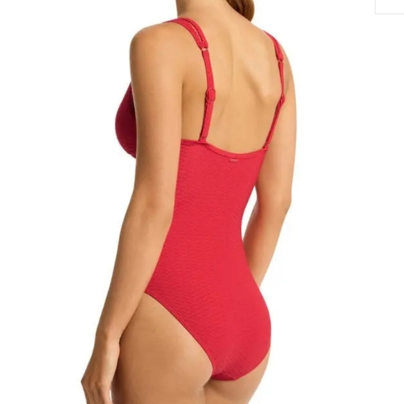 Sea Level Australia Women's Red ladder-stitched One-Piece Swimsuit Size  12 - Picture 5 of 13